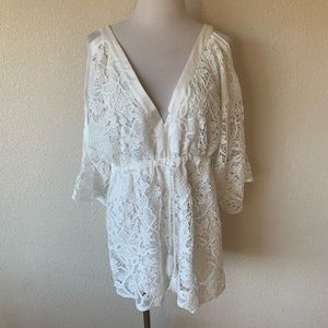 BOSTON PROPER ~Embroidered Lace Tunic Top
